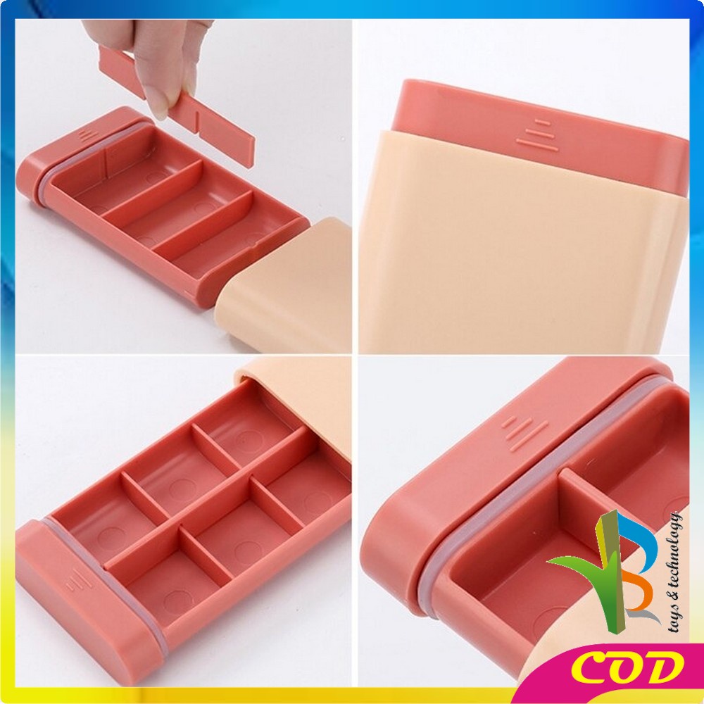 RB-C109 Kotak Tempat Penyimpanan Obat Pil 6 Sekat Portable Medicine Storage Box Untuk Travel