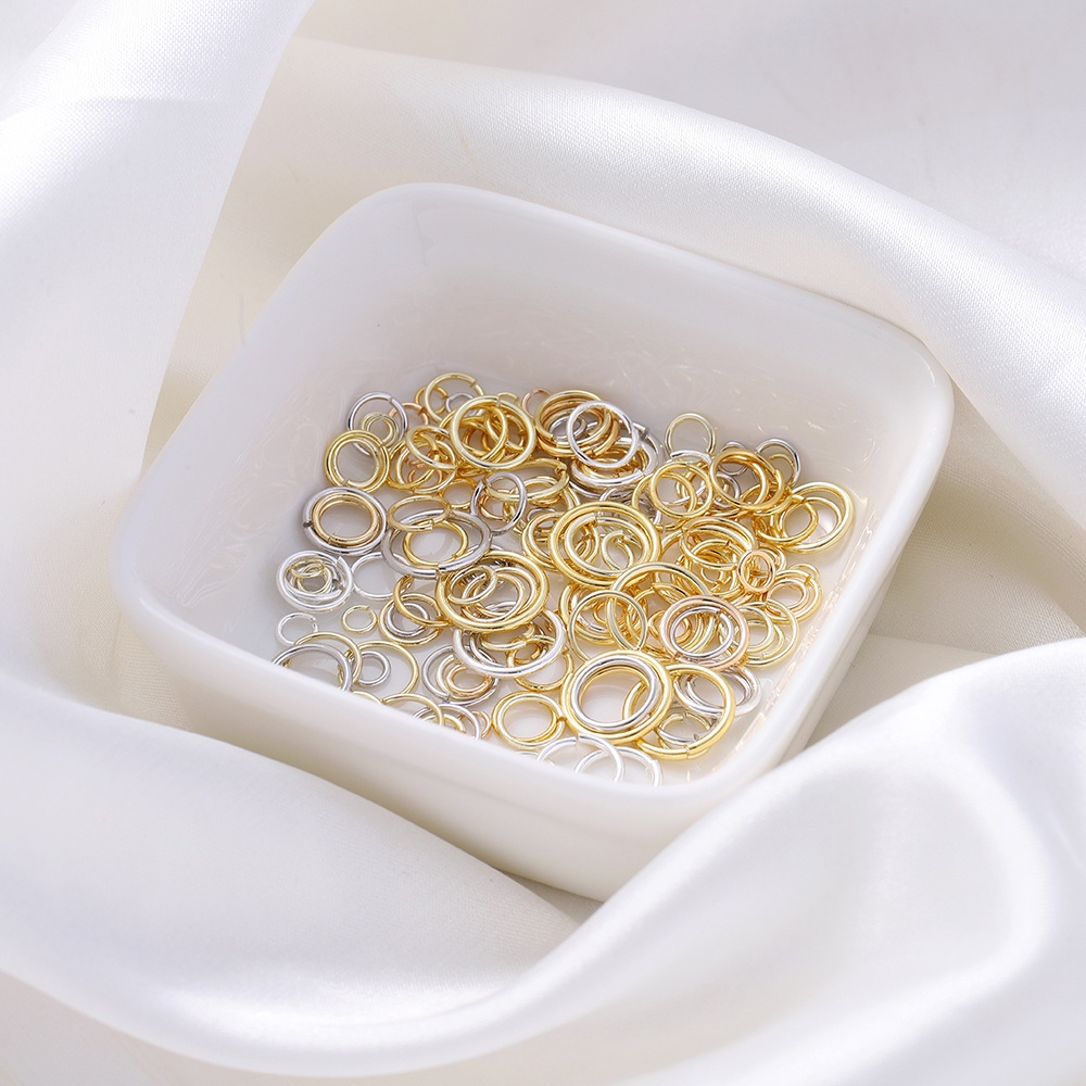 St .Kunkka 50Pcs / Set Cincin Lapis Emas 18K Untuk Membuat Perhiasan DIY