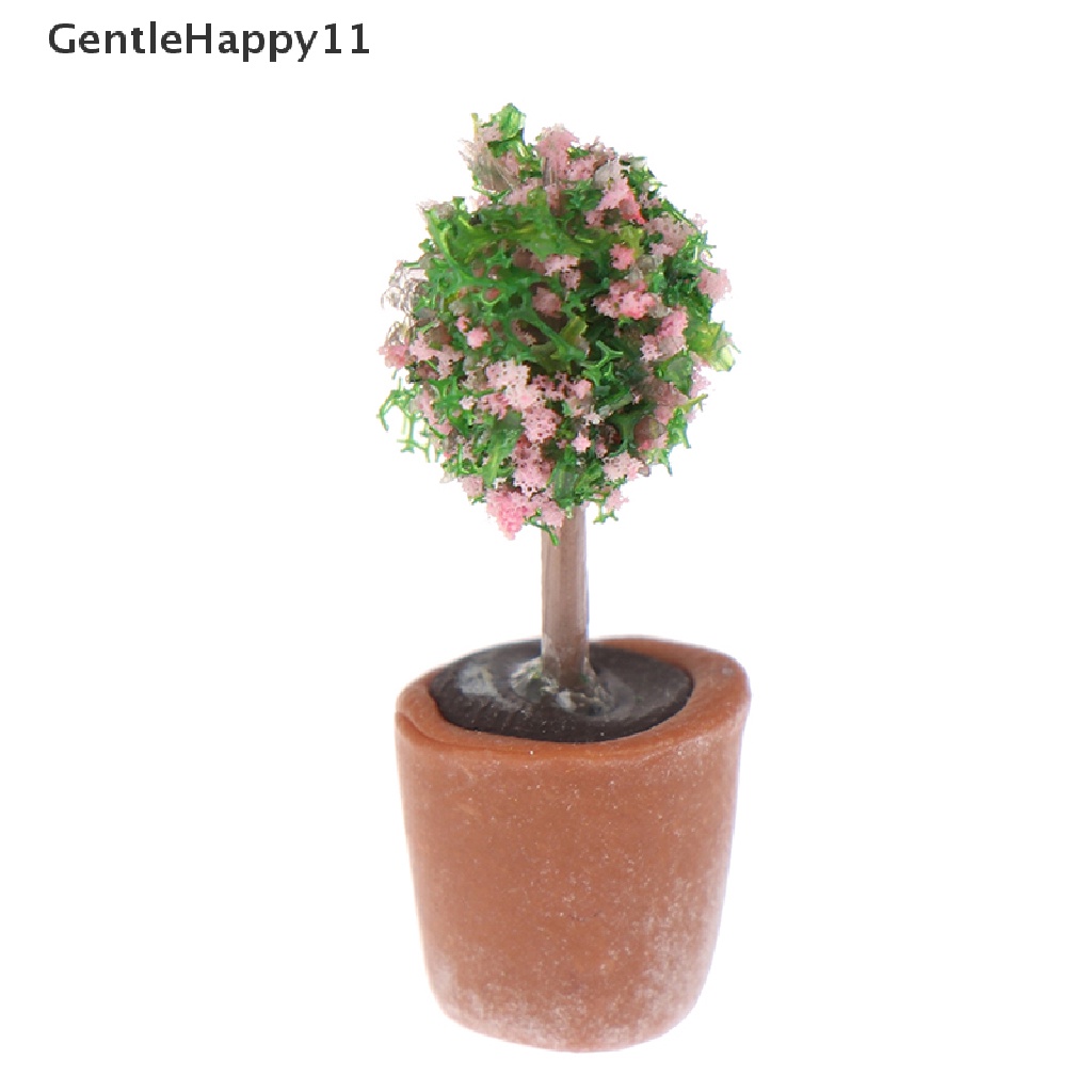 Gentlehappy 1: 12rumah Boneka Miniatur Pohon Mini Pot Tanaman Hijau Dalam Pot Home Decor id