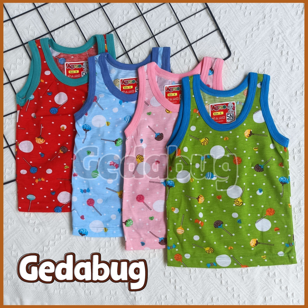 3 Pcs - Singlet anak Agree SM-038 Lolipop | Singlet Anak Motif Lucu dan Berkualitas | Gedabug