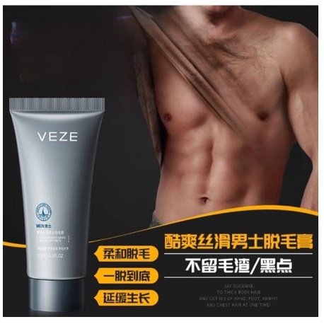 Veze Cool Silky Pria Krim Penghilang Rambut Pembersih Pori-pori Kulit Transparan CJR