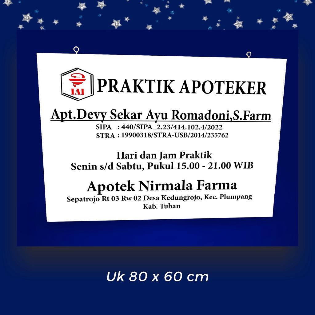 

Papan Nama / Plang Apotek 80x60