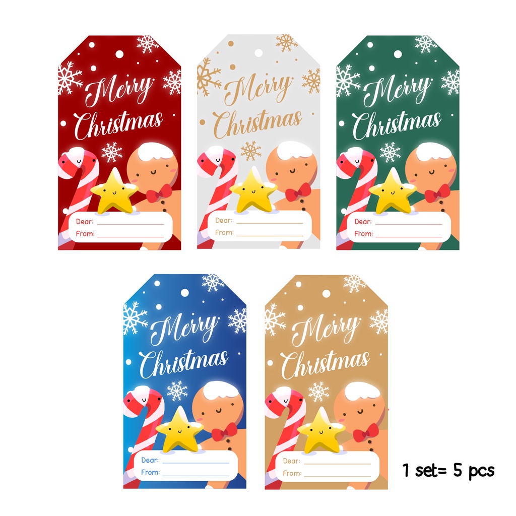 

5 pcs Custom Christmas Hang Tag | Tag Design Natal Termasuk Tali | Hang Tag Murah | Gift Hang Tag | Kartu Ucapan From To