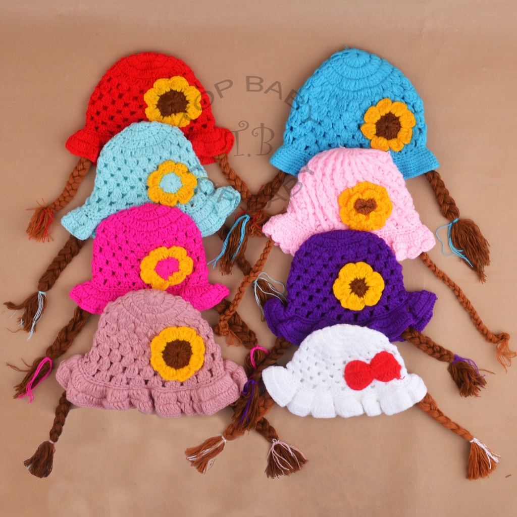 Topi Bayi Anak Rajut Kepang - 4668