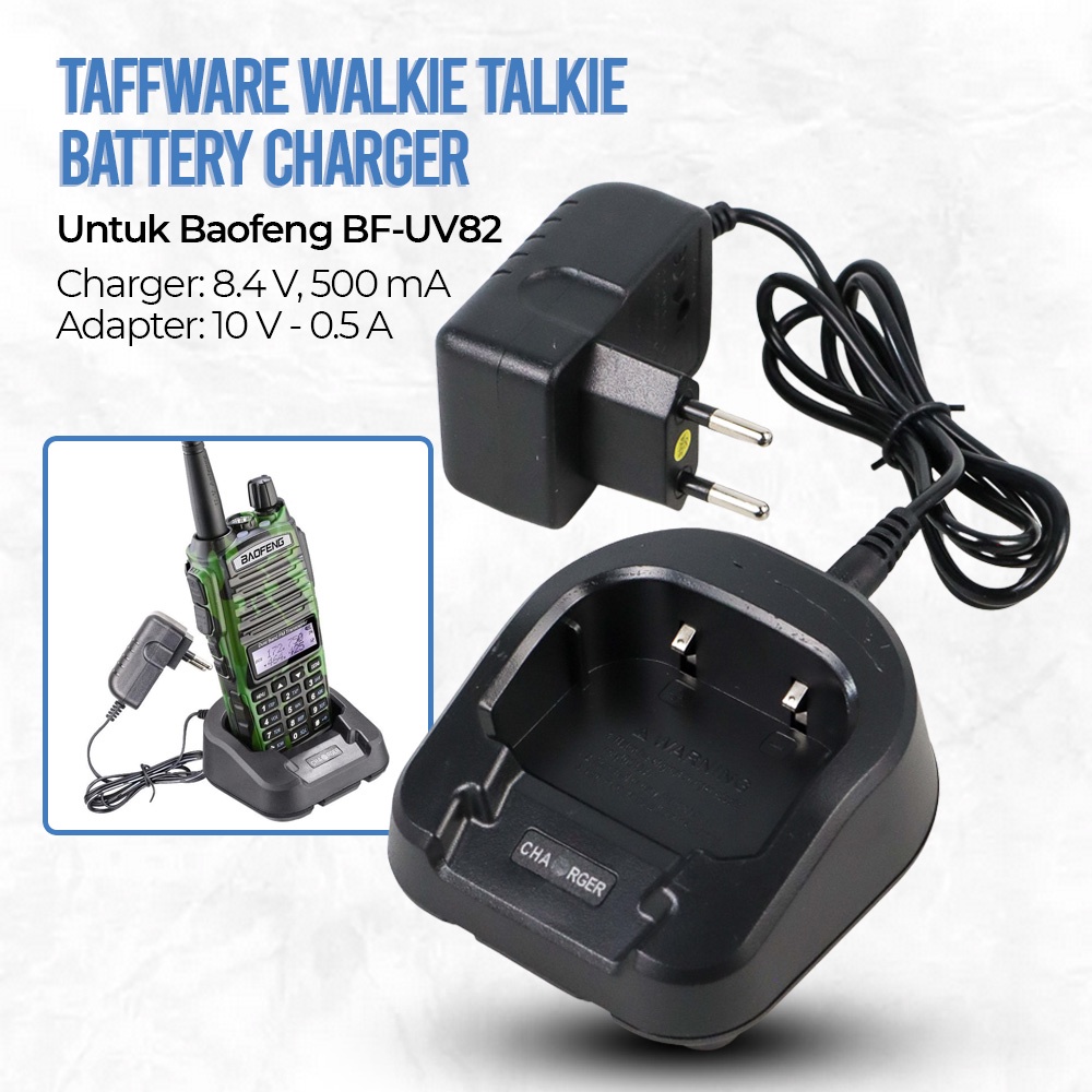 Taffware Walkie Talkie Battery Charger for Taffware Baofeng BF-UV82 - CH-8 - BFBT01BK Black