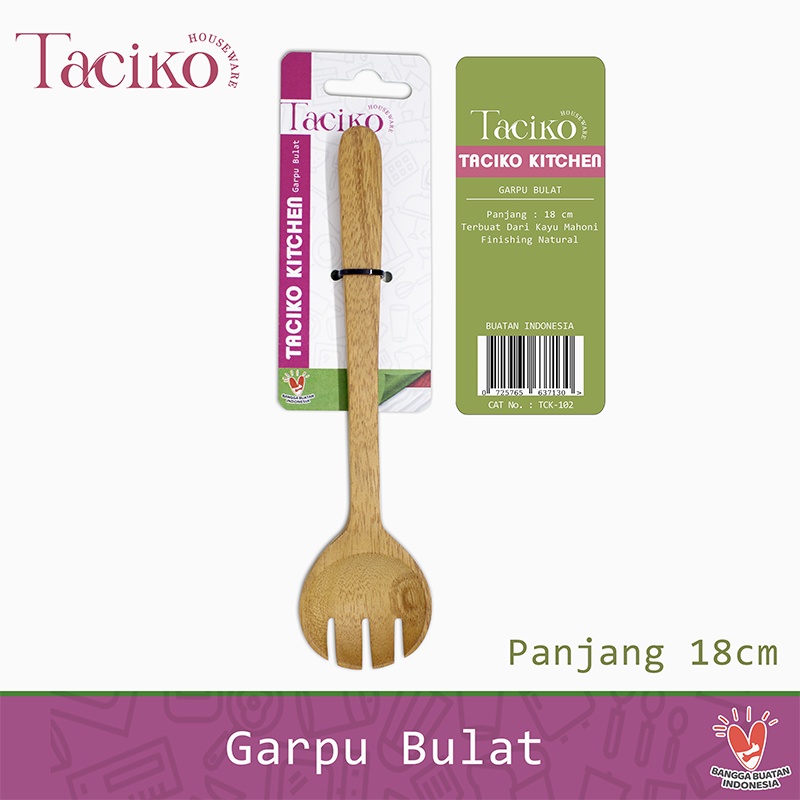 Ktmstore Garpu makan Kayu Bulat Natural spoon Wooden Cutlery Taciko TCK-102