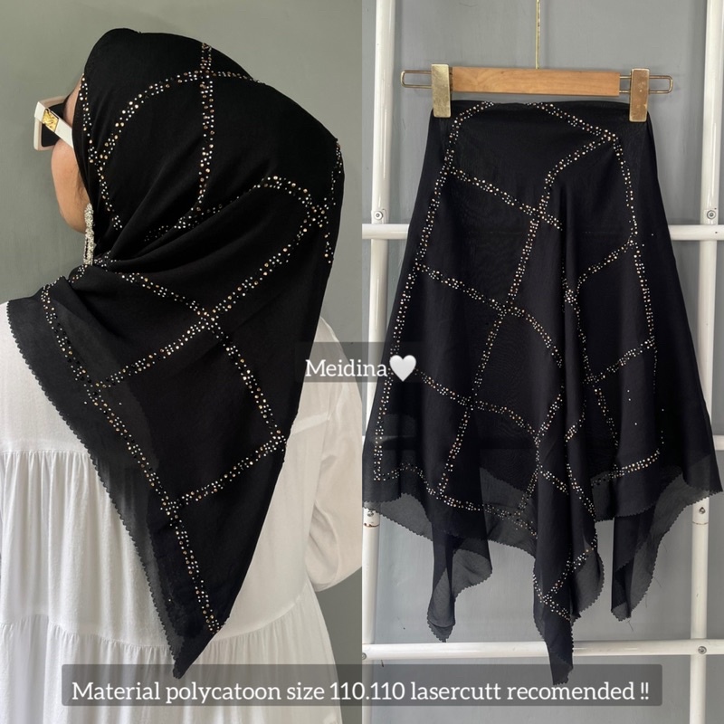 hijab segi empat payet pres mewah