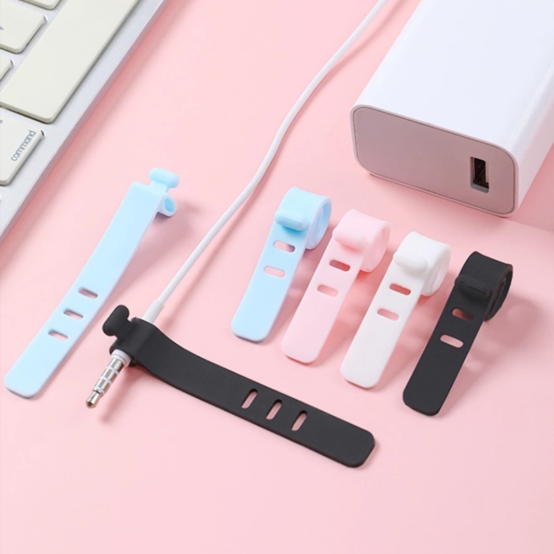 5Pcs Silicone Data Cable Winder Organizer Wire Wrapped Cord Storage Holder Earphone Line Strap Clips