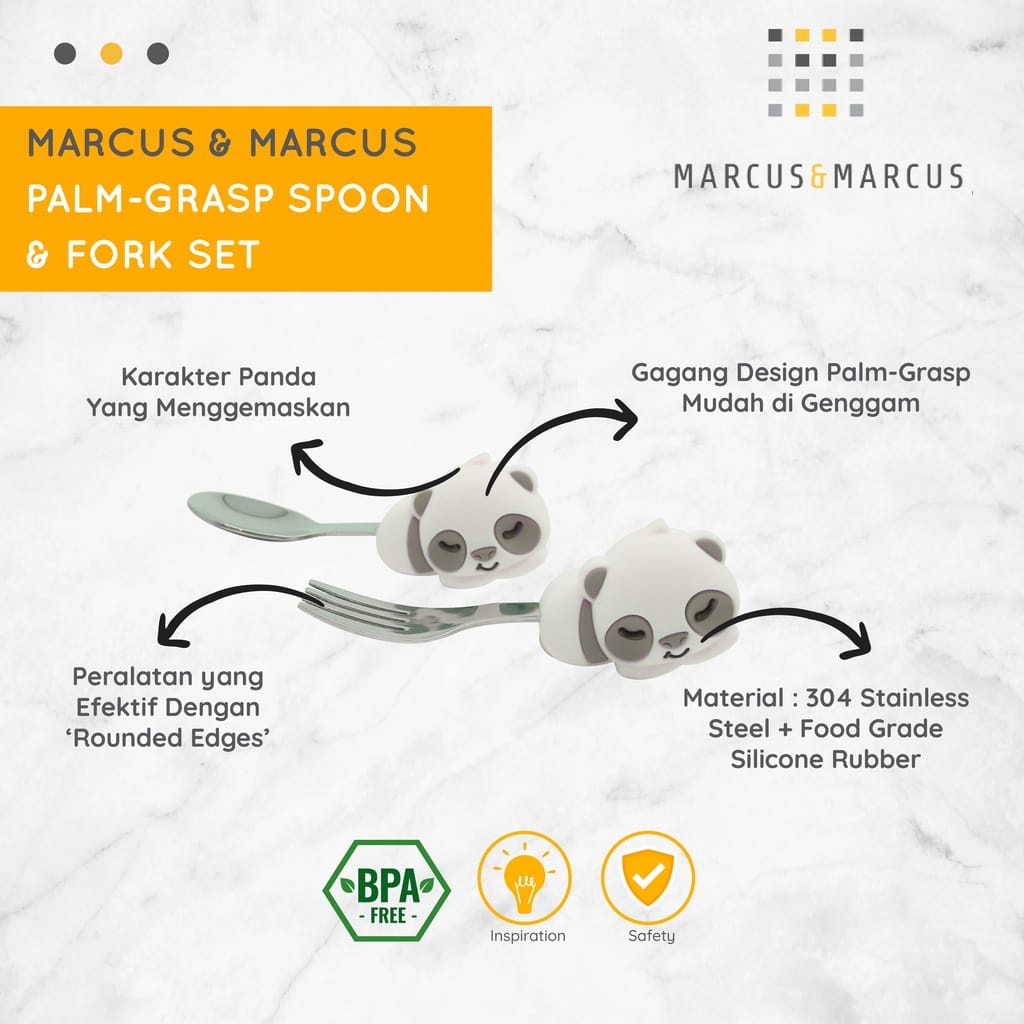 Marcus Palm Grasp Spoon &amp; Fork Set - BB12EP Panda Grey