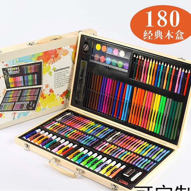 

Crayon Set 180 PCS Kotak Kayu /Pensil Warna Koper KAYU Set Cat Minyak