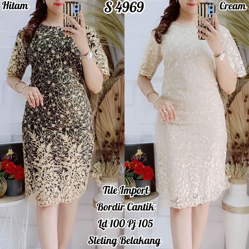 4969 #Dress Tile motif Bunga Kecil  XL