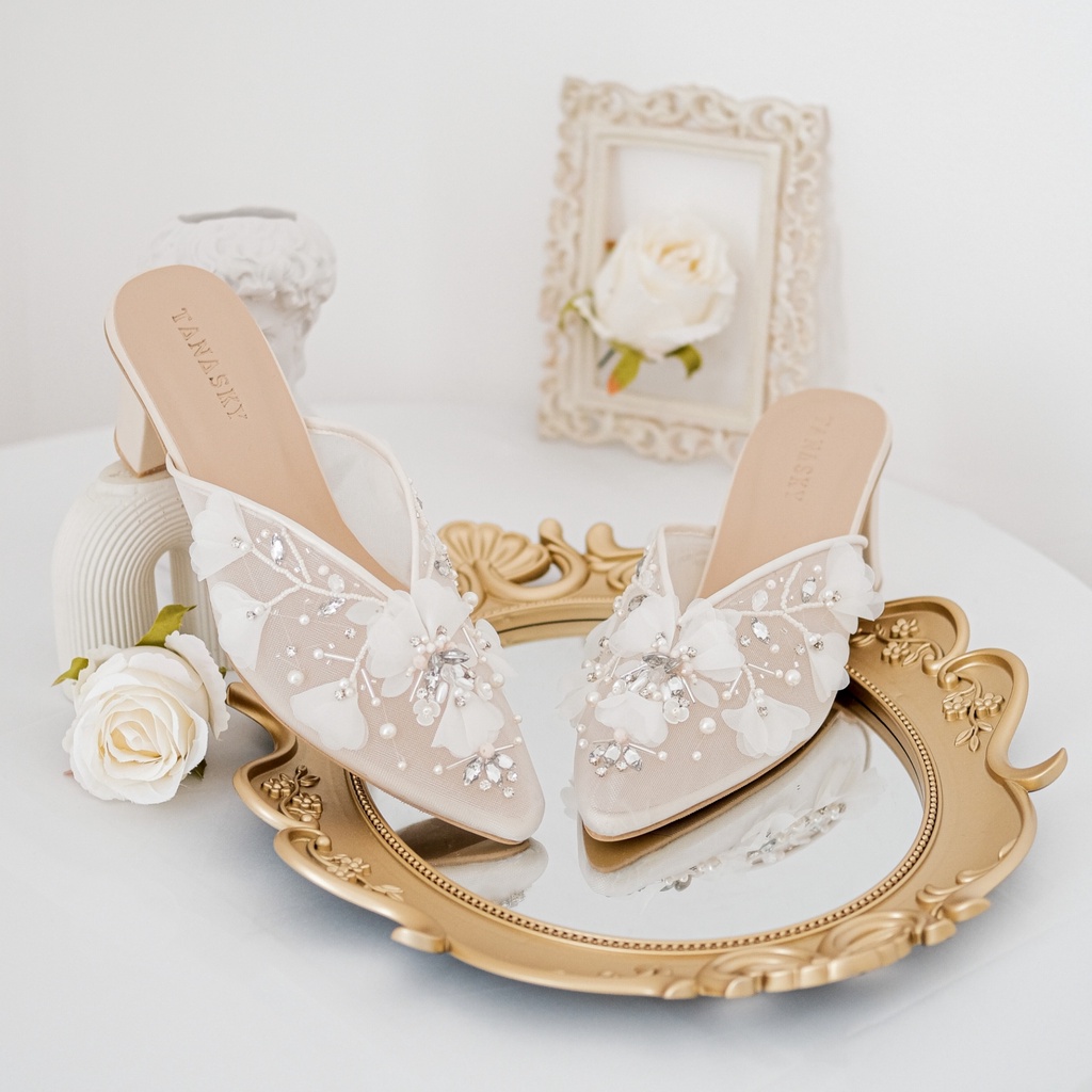 TANASKY - MARJORIE WHITE - Sepatu Heels Wanita 7cm - Wedding Shoes