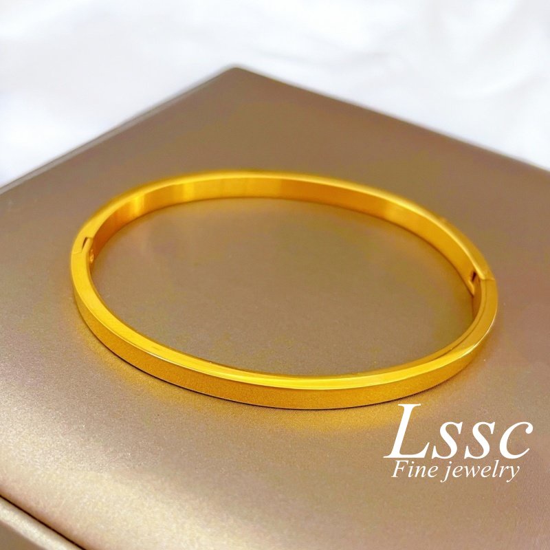 Gelang Titanium Wanita Anti Karat Emas 18K Elegan Sederhana Fashion Korea Aksesoris Perhiasan