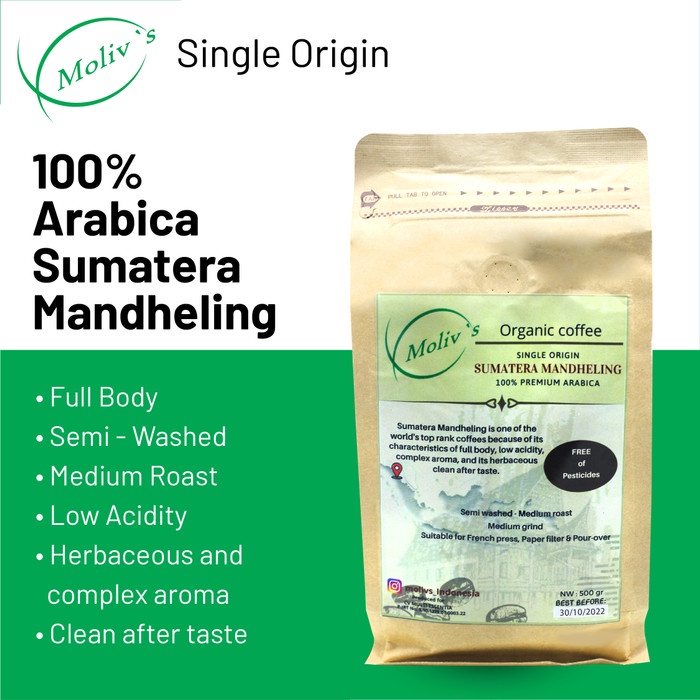 

KOPI ORGANIK MOLIV'S- SUMATERA MANDHELING - 100% ARABICA - 500GR
