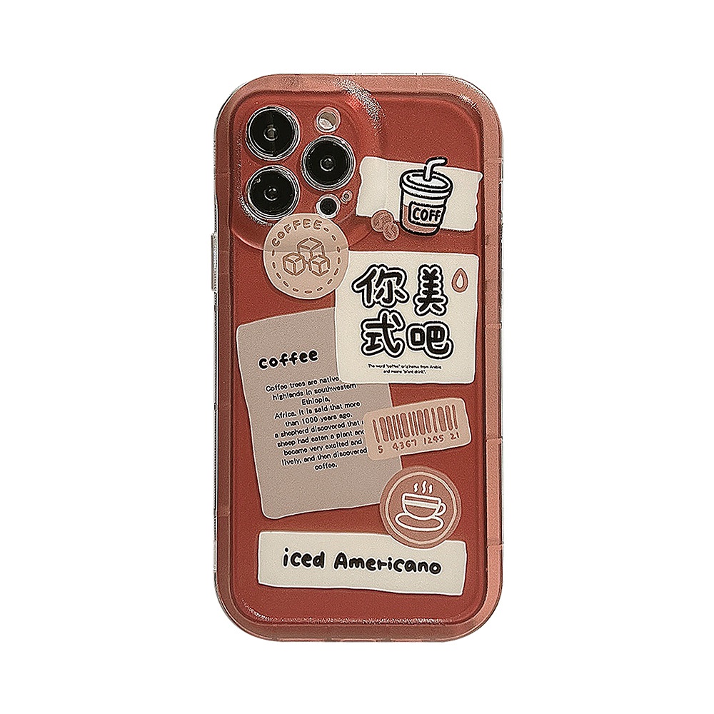 IPHONE Ins Iced Americao Coffee Silicone Case Untuk Iphone14 11 12 13 PRO MAX Casing Cover Pelindung AT0182