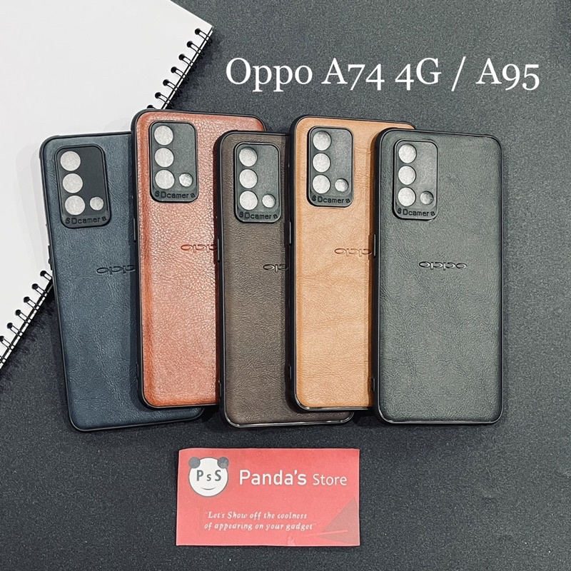 Leather Case Oppo A74 4G / A95 Softcase Kulit Elegan Casing Slim Fit