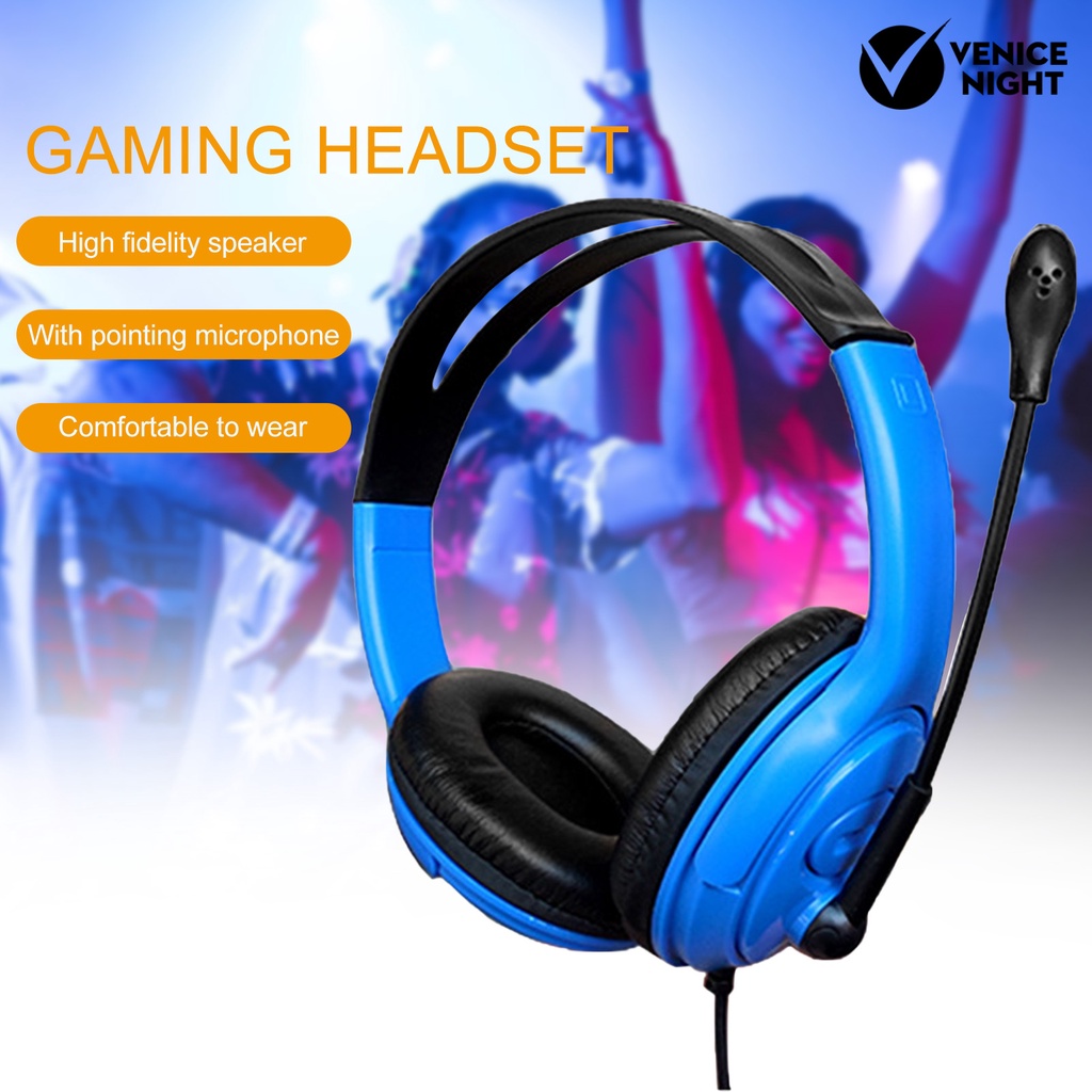 (VNEP) (Berkabel) 3.5mm Universal Headphone Head-mounted Gaming Headset dengan High Clarity Microphone untuk Komputer