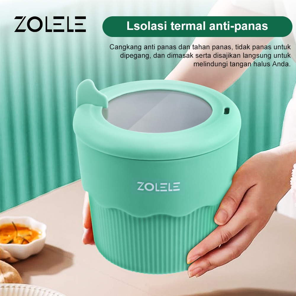 ZOLELE Panci Listrik Serbaguna 1.2L Panci Masak Multi Electric Cooker Shabu Pot Penanak Nasi Mini Portable Penanak Nasi Kukus Steamer Peralatan Dapur  Deep Fryer Non-Stick Food Processor Pot ZC307