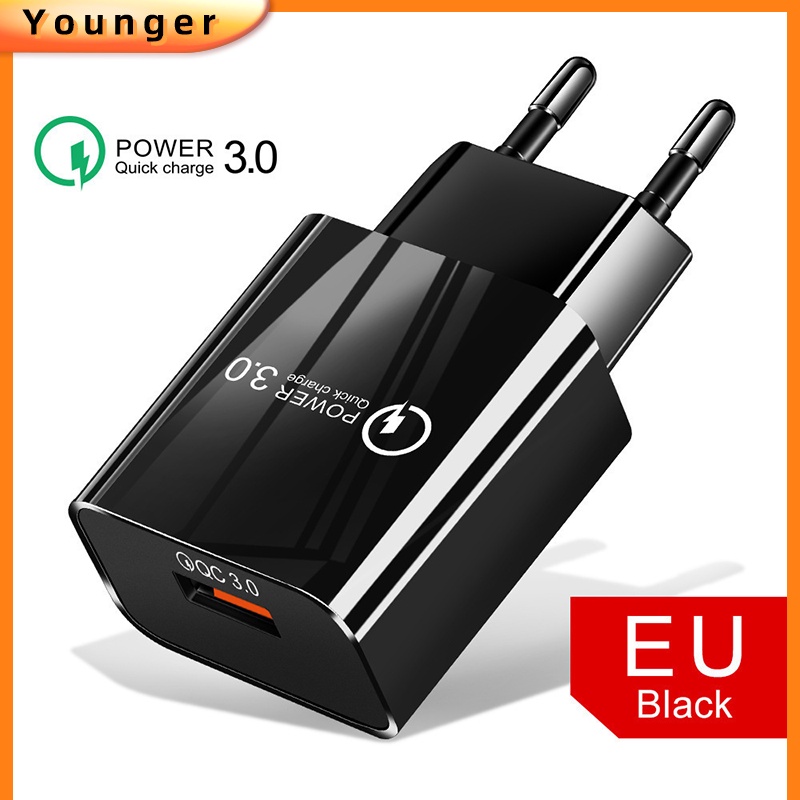 Adapter Charger Dinding USB QC3.0 18W 3A Fast Charging Untuk Android / iOS