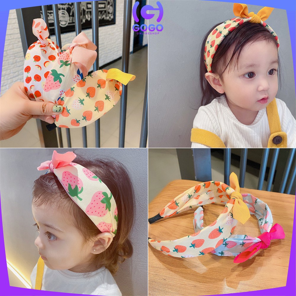 GOGO-C741 Bando Anak Bandana Kain Motif Pita Kupu Model Simpul Headband Aksesoris Rambut Wanita Ala Korean Style Import