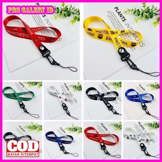 TALI GANTUNGAN HP / STRAP HP BRAND CLUB BOLA / GANTUNGAN LEHER / GANUNGAN ID CARD MERK CLUB BOLA TER