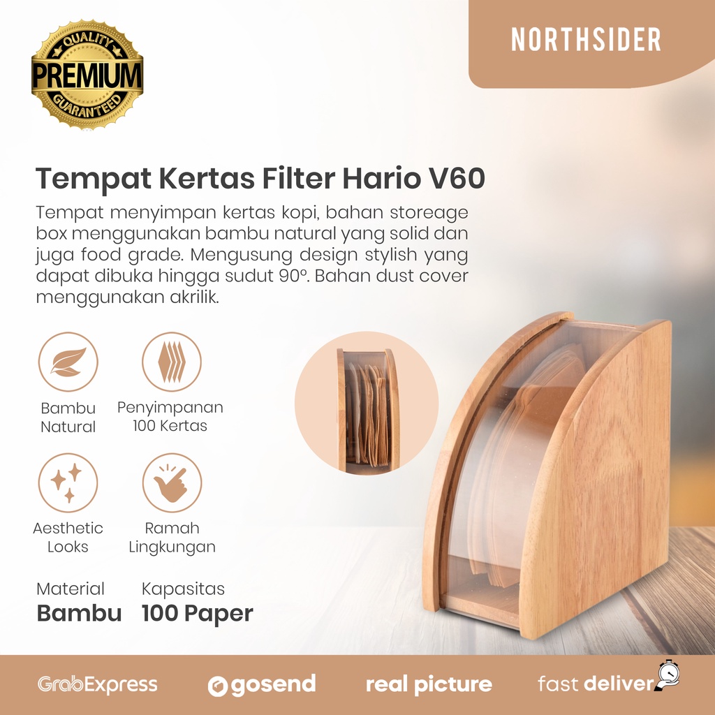 TEMPAT KERTAS FILTER V60 - KALITA - WOODEN PAPER FILTER TRAY