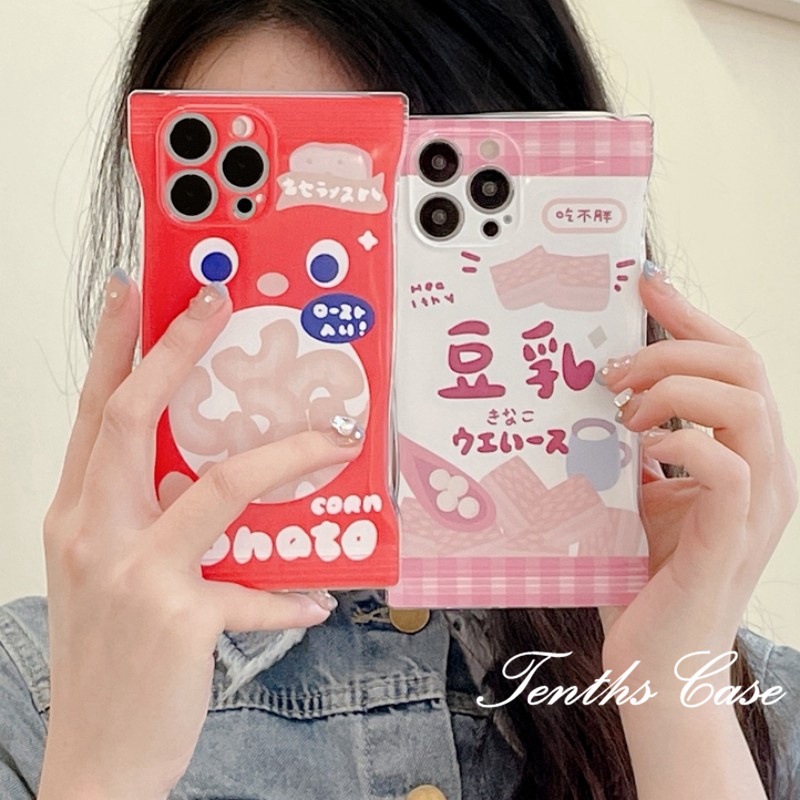 Oppo A17 A17K A57 A77 A76 A96 A74 A95 A16 A16K A15 A9 A5 2020 Reno 8T 8Z 7Z 6Z 5Z 6 5motif Susu Kedelai Tas Snack Phone Case Soft Tpu Cover