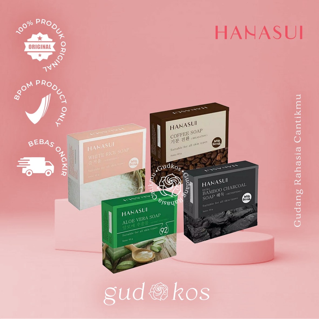 HANASUI Bar Soap / Sabun Mandi Aloe Vera Coffee Bamboo Charcoal