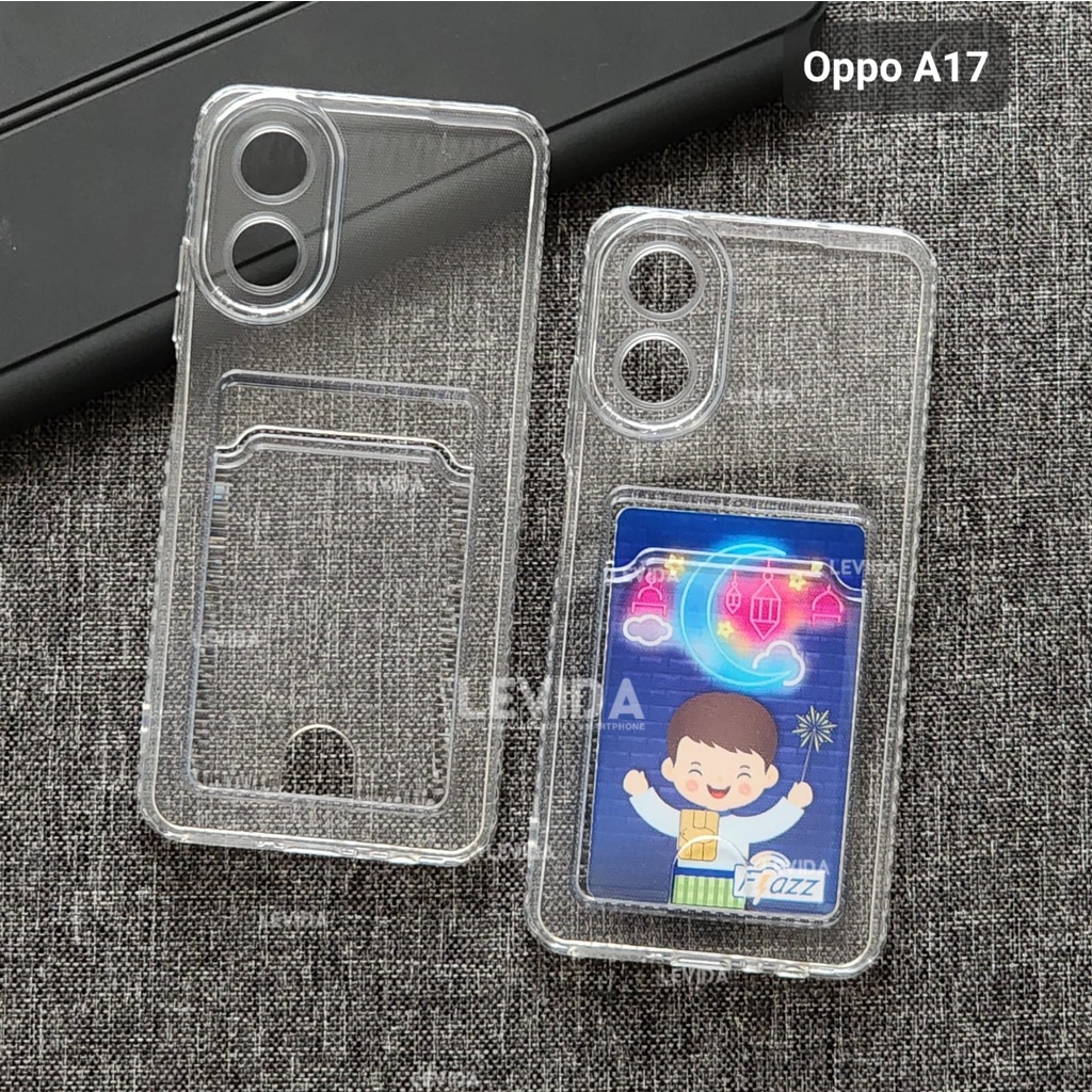 Oppo A17 Oppo A17K Oppo A76 Oppo A96  Clear Wallet Card Case Bening / Card Case Slot Kartu Bening Ca