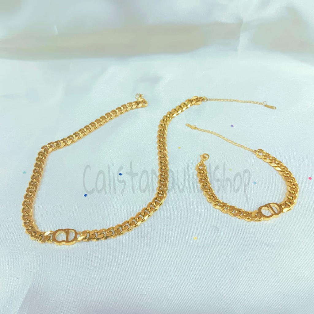 GELANG KALUNG C RANTE POLOS ELEGAN PERHIASAN EMAS KOREA ANTI KARAT DAN ANTI LUNTUR