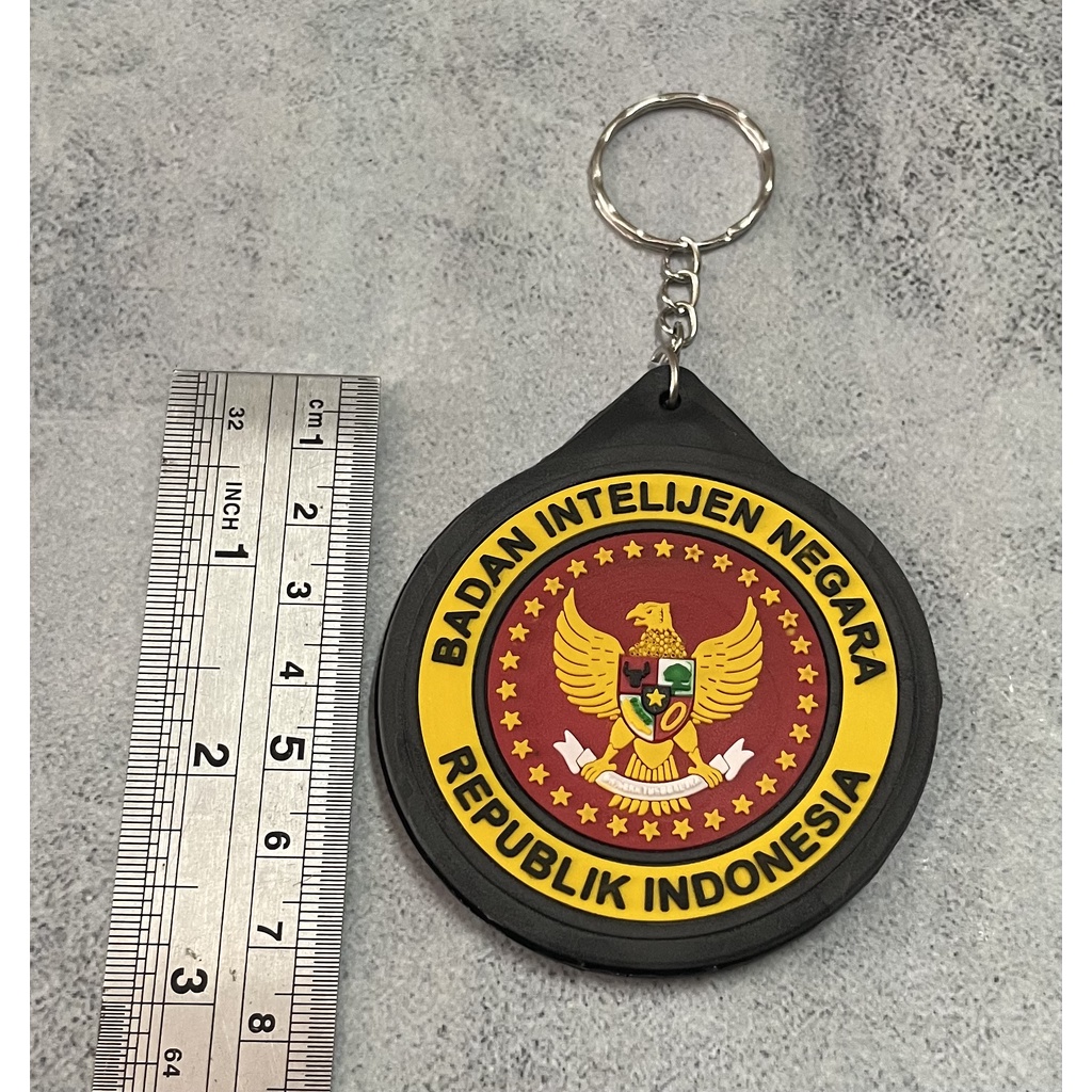 Gantungan Kunci BIN (Merah) | Keychain | Gantungan Kunci Karet Badan Intelijen Negara