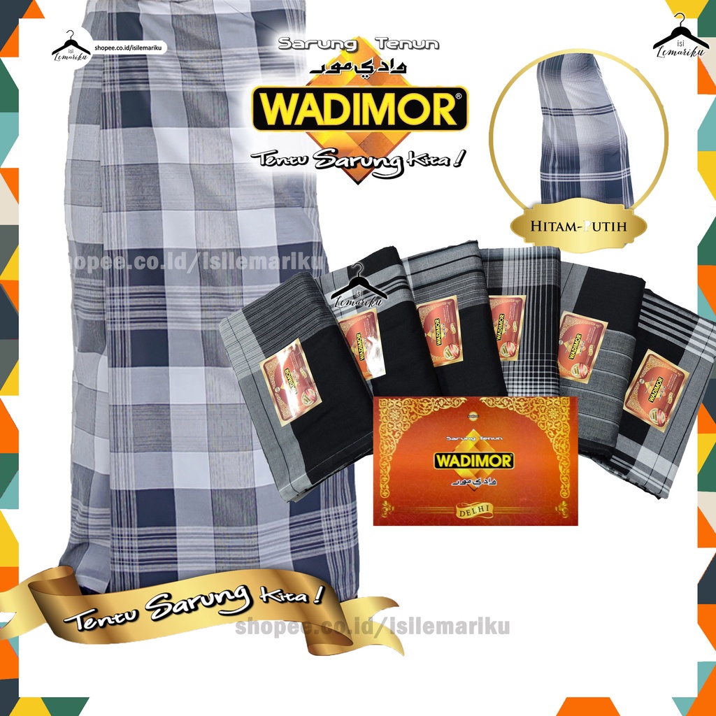 Sarung WADIMOR BW [Komb Black, Gray, White] Fashion Muslim Laki / Sarung Tenun Pria