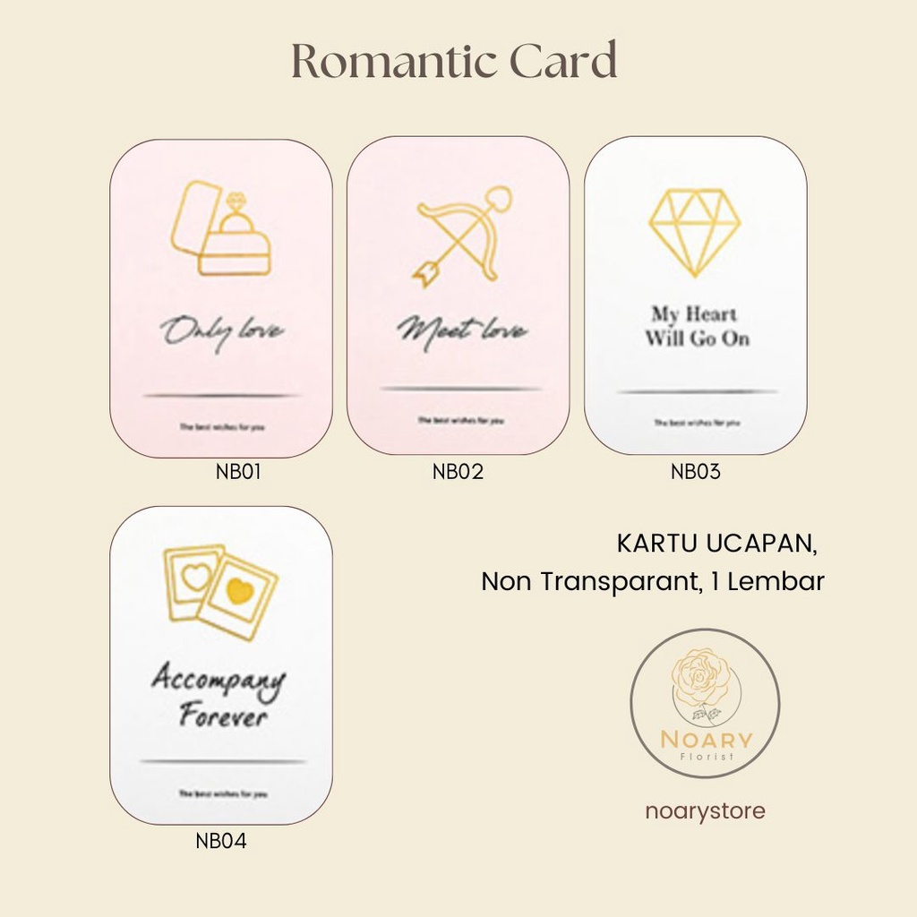 Romantic Card  / Kartu Ucapan / Kartu Ulang Tahun / Cellophane / Greeting Card / Kertas Import / Florist Supply / Bunga Kering / Kartu / BI / OPP / Paper / Card / Kartu Import / Kartu Grosir / Kartu Termurah / Florist