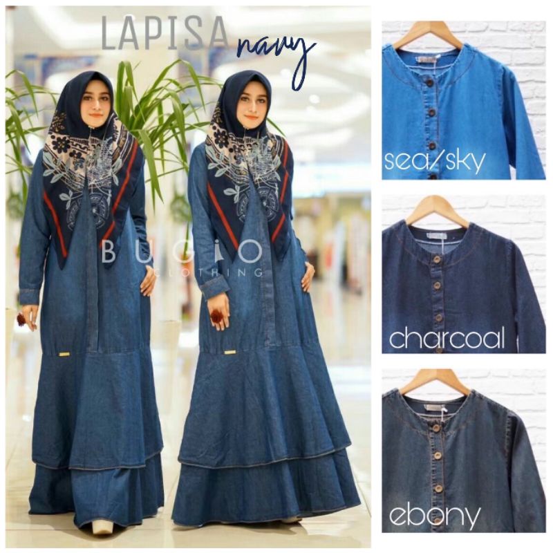 LAPISA DENIM Original By Bugio Clothing. Gamis denim best seller chic bikin langsing