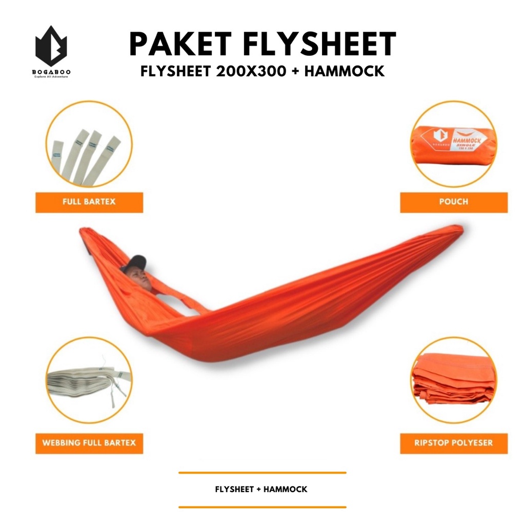 COD  Flysheet Bogaboo Waterproof Size 2X3 Meter + HAMMOCK 250 X150 MeterAyunan Gantung