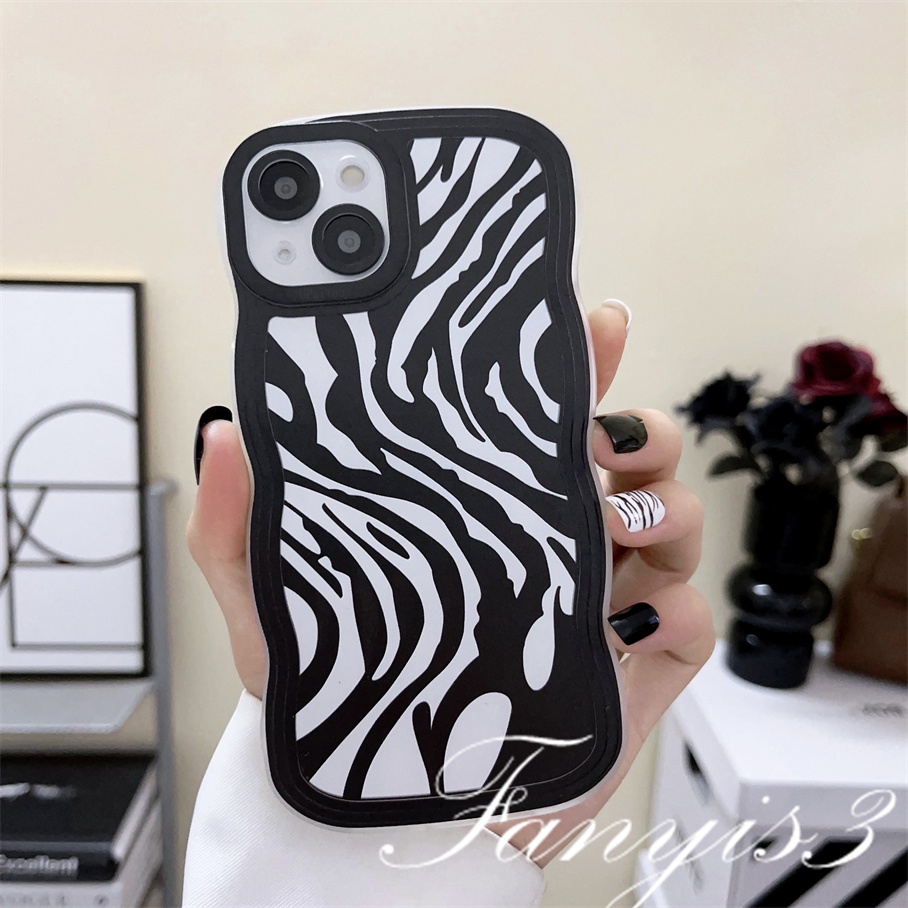 Redmi 12C A1 10C 10A 10 9 9A 9C 9T Note 11 Pro+ 11s 11 10s 10 9s 9 8 Pro Poco X4Pro X3 Pro X3NFC M4 Mi 11 Lite 10TPro Zebra Stripes Wave Frame Phone Case TPU Soft Cover Casing TPU Motif Zebra