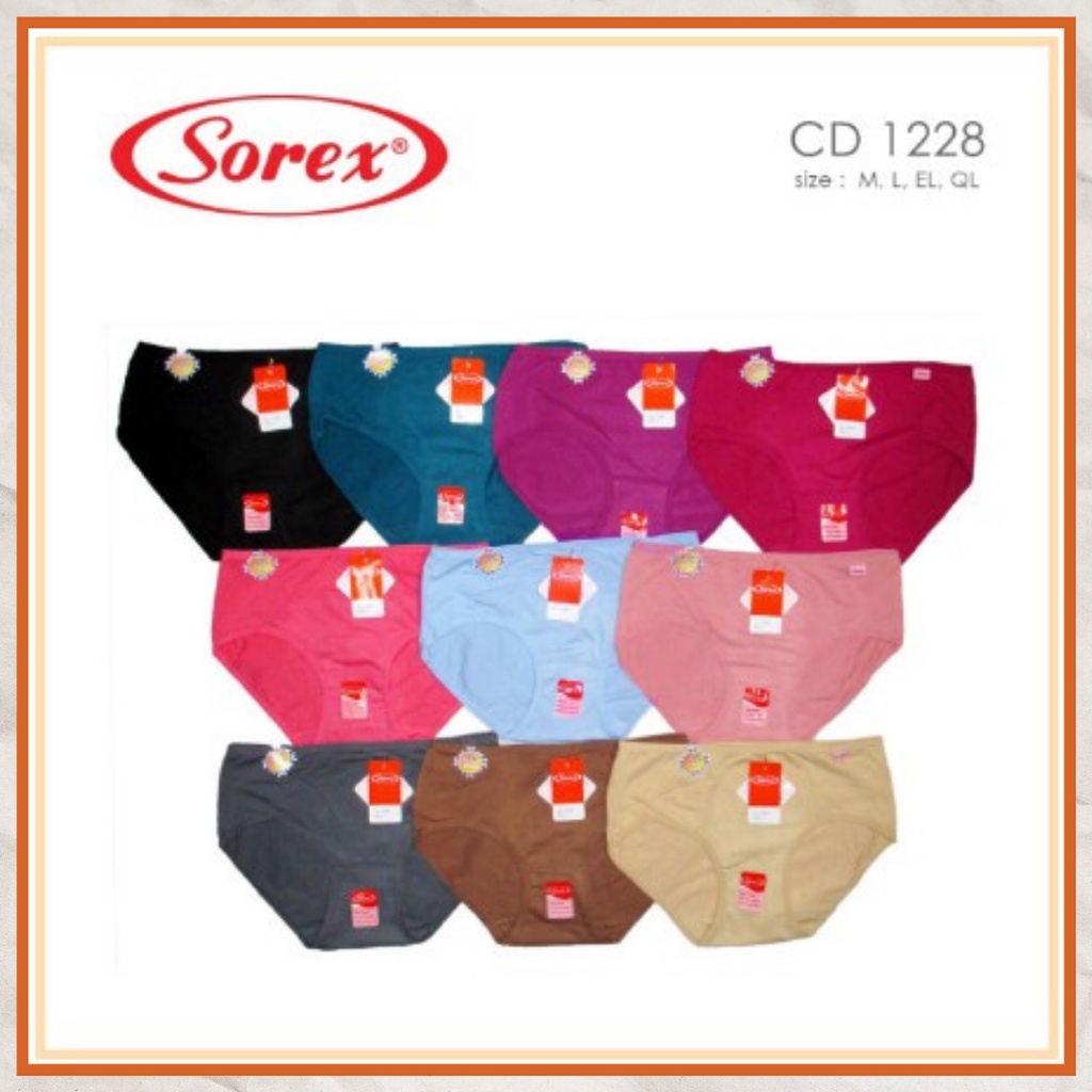 Celana Dalam Sorex 1228 Polos Basic Soft &amp; Comfort Bahan Katun Premium CD Wanita Harga Termurah