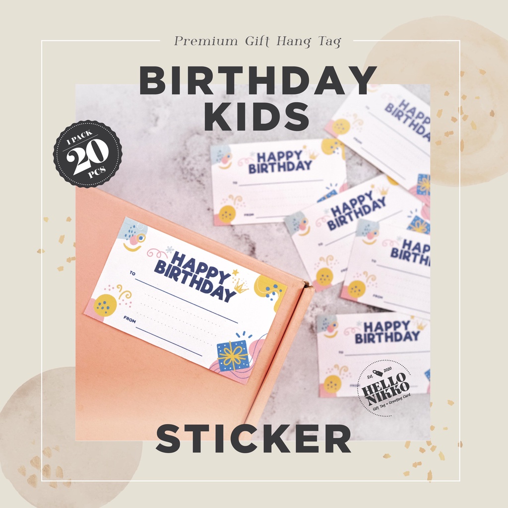 

Birthday Kid sticker label kartu ucapan - Hang tag kartu ucapan kado sticker hampers parcel box dus