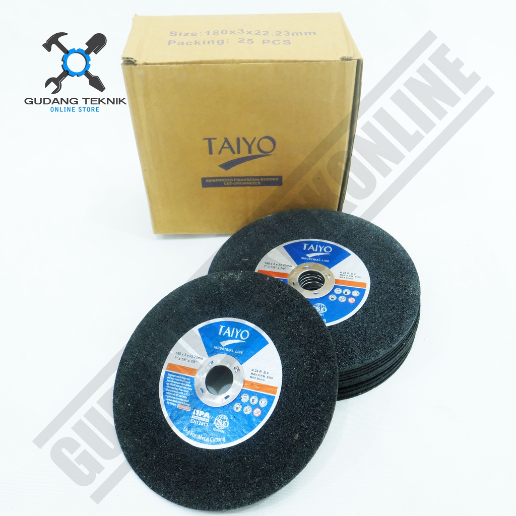 Batu Mata Gerinda Grenda Potong Logam Besi Stainless 7&quot; TAIYO / Grinding Cutting Wheel Metal Cutting 7 Inch TAIYO