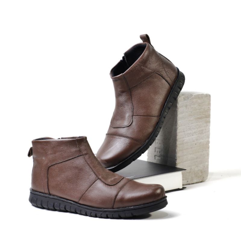 WOLF x WARKA | SEPATU PENTOPEL TINGGI BOOT SLETING KULIT ASLI ORIGINAL PREMIUM FORMAL PRIA COWOK KERJA KANTOR DINAS2