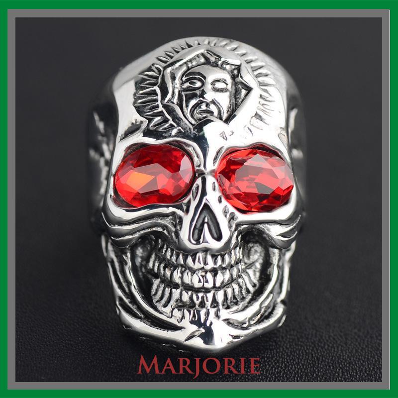 Cincin Motif Tengkorak Trend Fashion vintage rock ruby cincin Untuk Pria Aksesoris-MJD