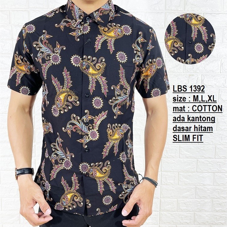 Baju Batik Pria Slimfit Kemeja Lengan Pendek Slim Fit LBS 1392