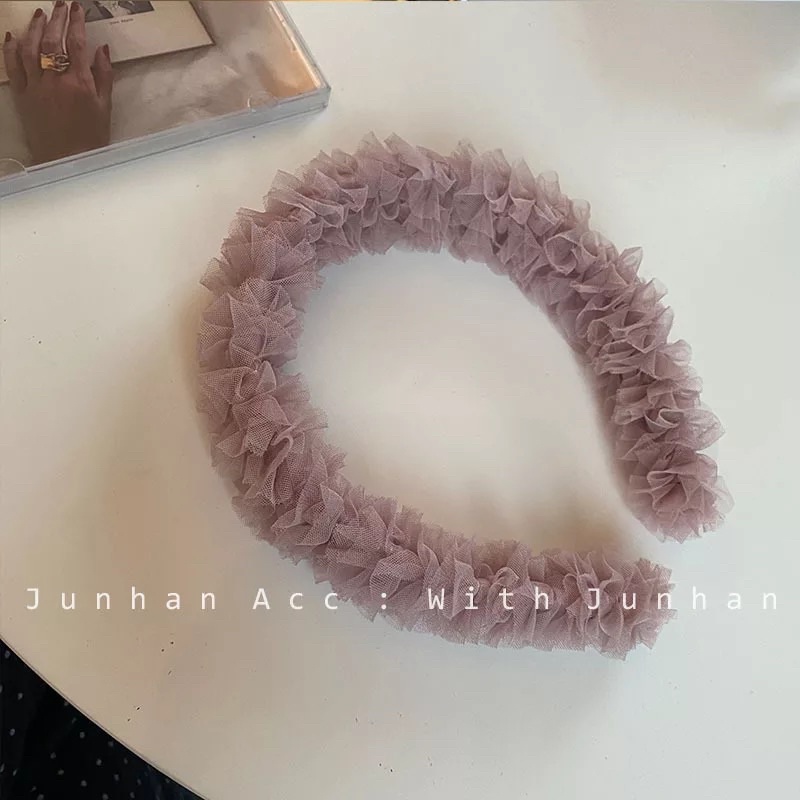 Bando Korea Bandana Lebar Anti Slip Wanita Import Aksesoris Rambut Bando Rambut Lace Kriwil Angel Sweet Korea Style