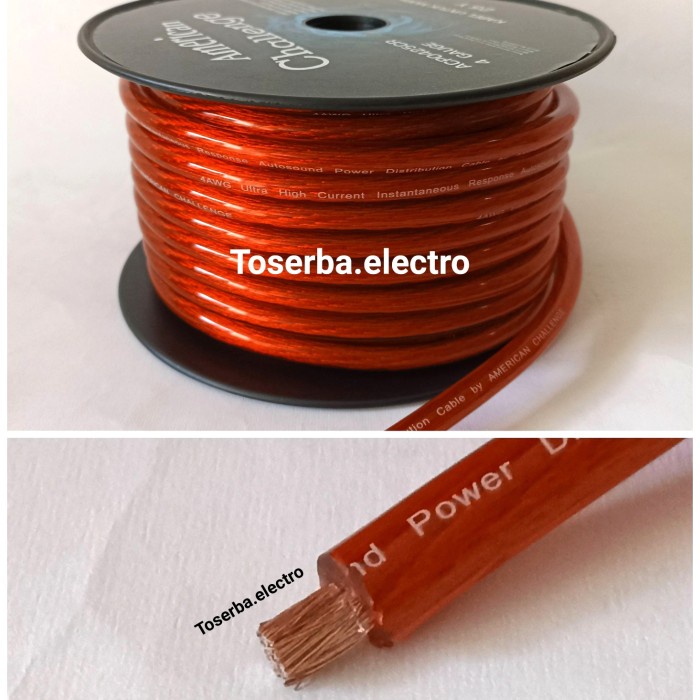 Kabel 4 AWG Setrum Power Aki Ground 4awg audio mobil Jual Meteran BRG BARU