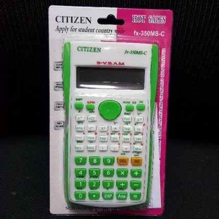 KALKULATOR scientific CITIZEN CT-350MS calculator ilmiah sekolah sin cos tan 2 line display pink biru hijau