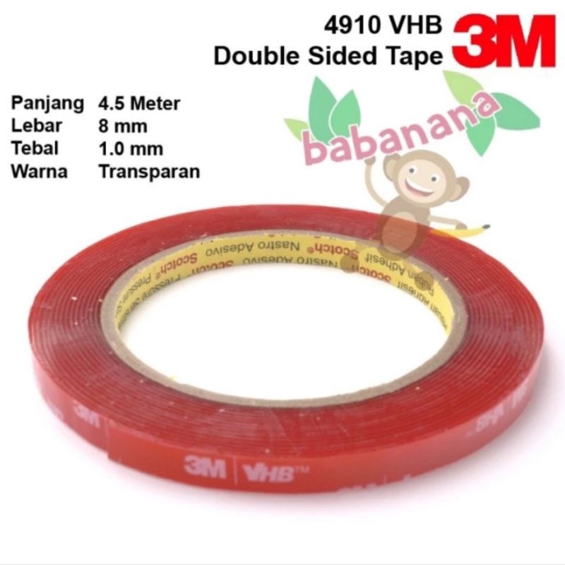 Double Tape 3M 4910 VHB Transparan double sided 4.5M x 8mm x 1.0mm