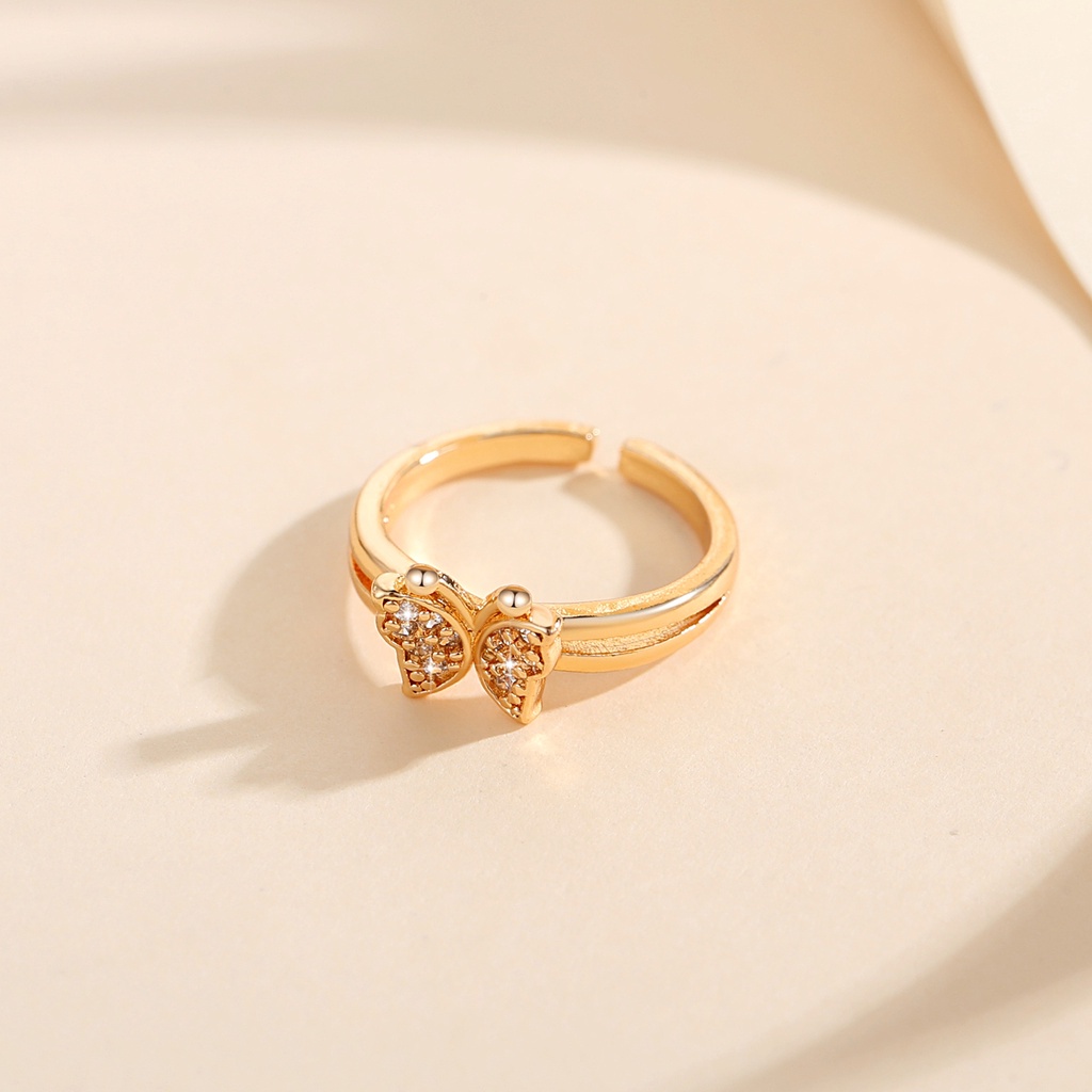 Y871 Kupu Cincin Anak Titanium Kristal Fashion Perhiasan Warna Emas