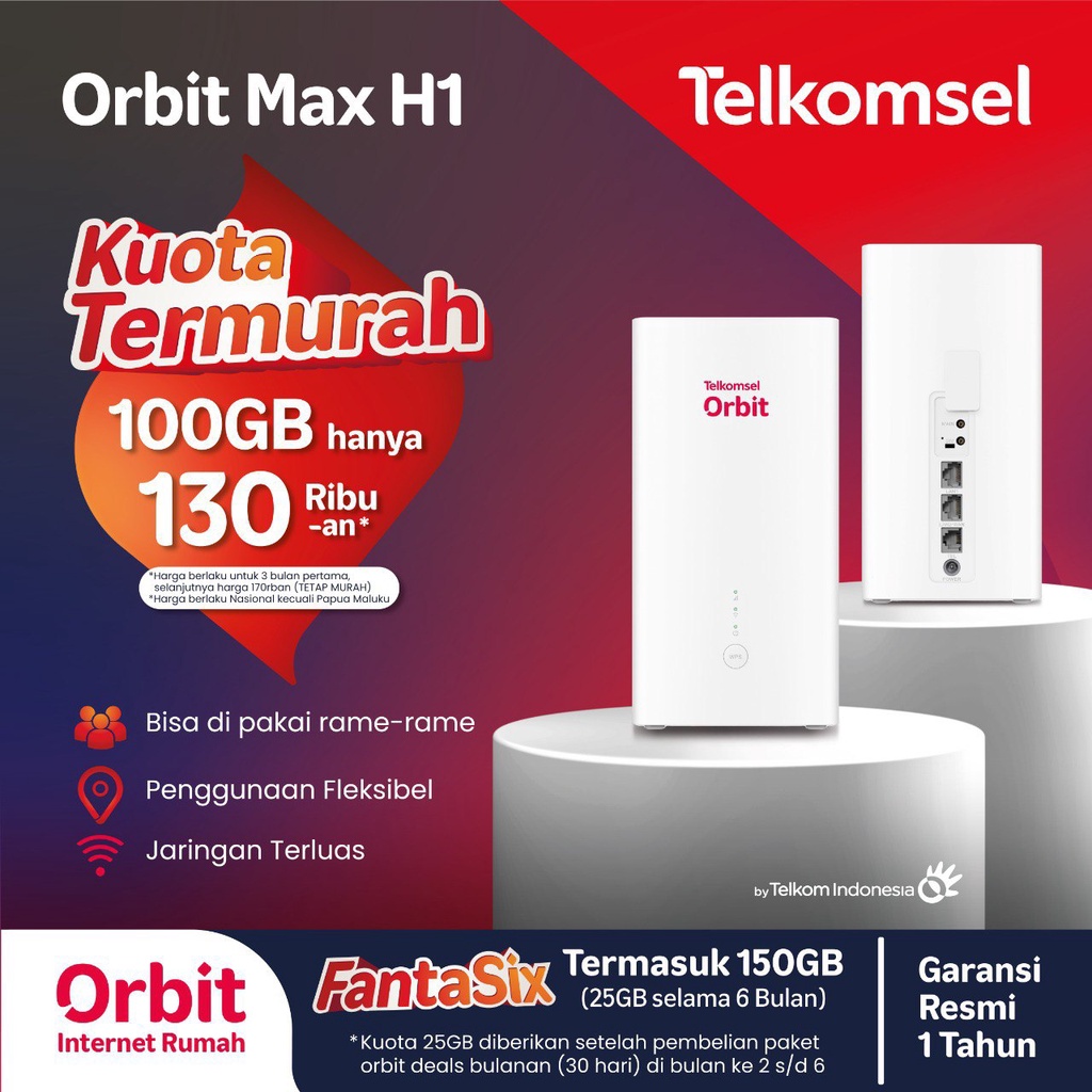 Telkomsel Orbit Max H1 Home Router B628 Kuota 150GB