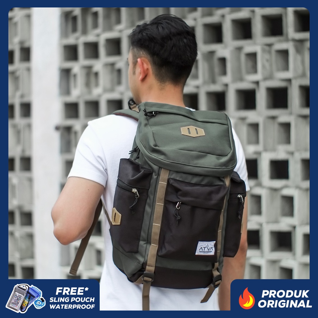 MAESTRO OLIVE BLACK ORIGINAL x ATVA Tas Ransel Casual Hijau Hitam Pria Daily Backpack Kuliah Kampus Kerja Kantor Sekolah SMA SMK Remaja Dewasa Tas Punggung Laptop Ukuran Besar 14 Inch Bagpack Distro Tas Traveling Premium Outdoor Travel Bag Keren Kekinian