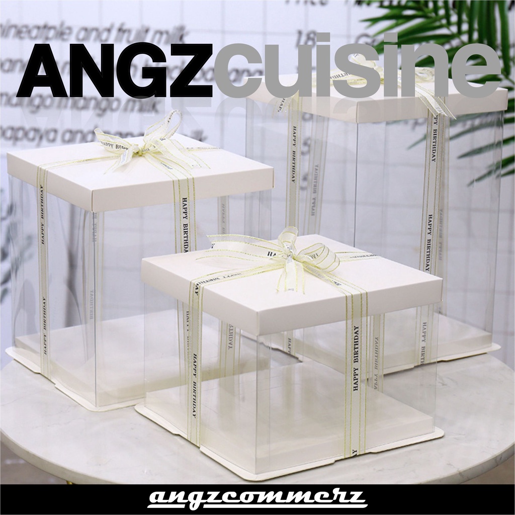 

ANGZCUISINE Transparent Cake Box 30x30x18cm White